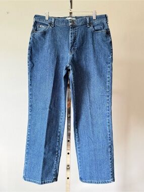 Lee Relaxed Straight Leg Jeans Women’s 14 Short Blue High Rise Stretch